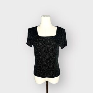 JBS Ltd Vintage 90’s Black Glitter Short Sleeve Top (Sz M)